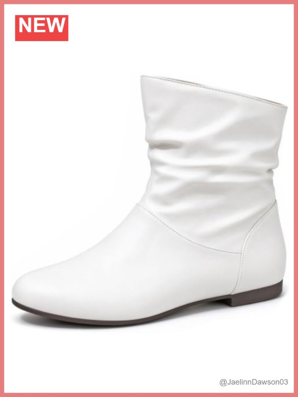 Faux Leather Slouchy Flat Ankle Boots Pull On Round Toe Booties